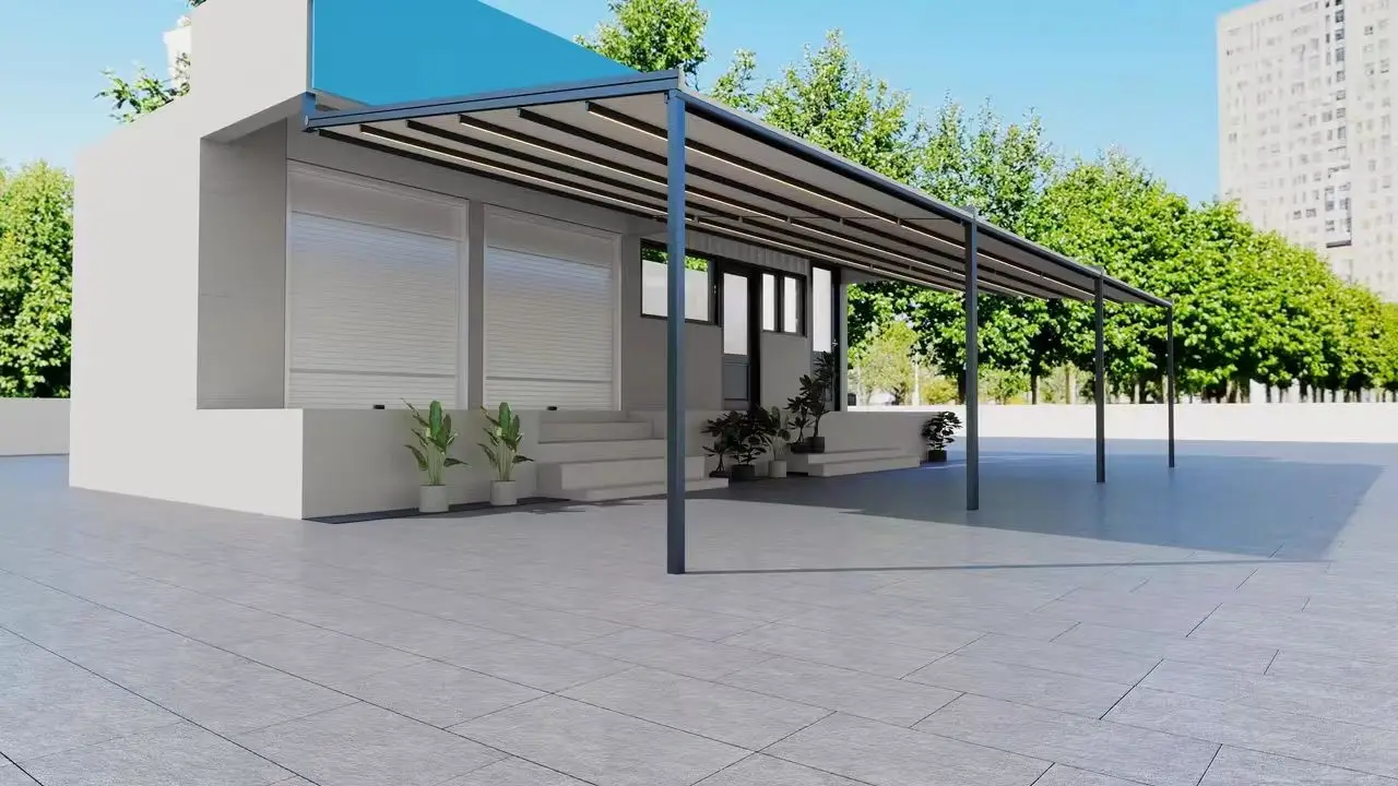 Outdoor Electric Folding Roof Canopy With 6063-T5 Aluminum Pergola Frame