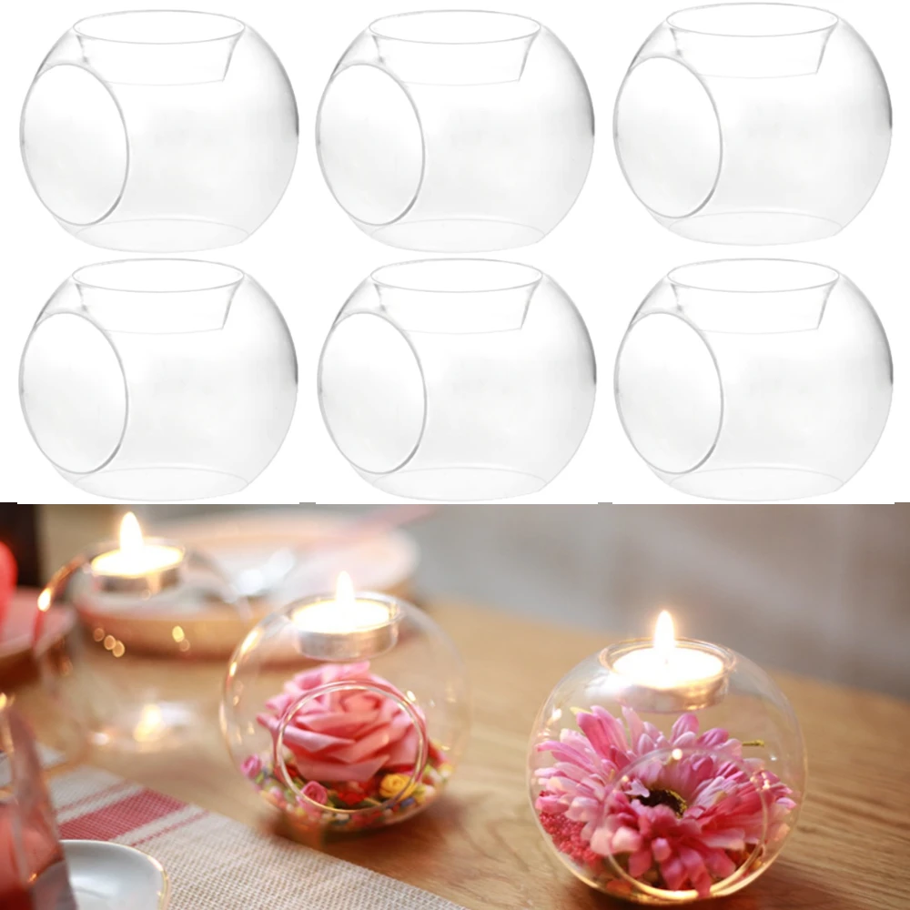 6/12Pcs Round Glass Tealight Candle Holder Glass Votive Candle Holders for Nordic Home Decor Wedding Table Centerpieces