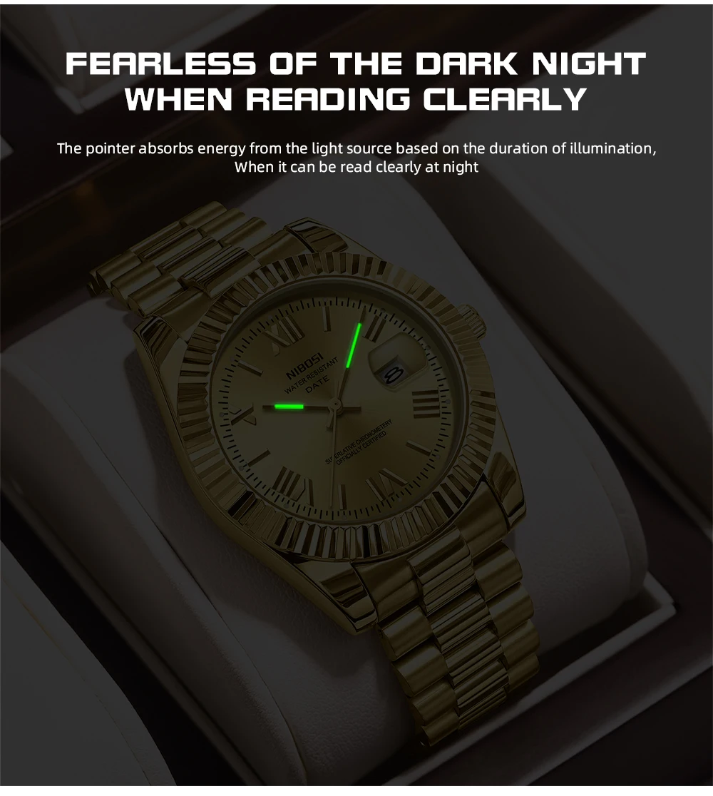 NIBOSI ساعات رجالية العلامة التجارية الفاخرة التناظرية كوارتز ساعة اليد الفولاذ المقاوم للصدأ مقاوم للماء التقويم دور ساعة Relogio Masculino