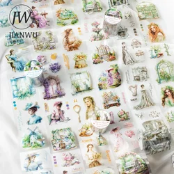 JIANWU 60mm*200cm Dream Back To Victoria Series Vintage Character Flower  Material Collage PET Tape Creative Journal Stationery