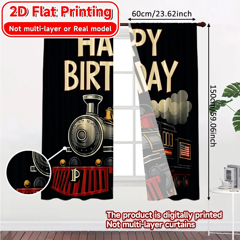 2D Flat Printing,2pcs Birthday Express Modern Contemporary Curtains Versatile Durable Polyester Curtains All Seasons Suitable
