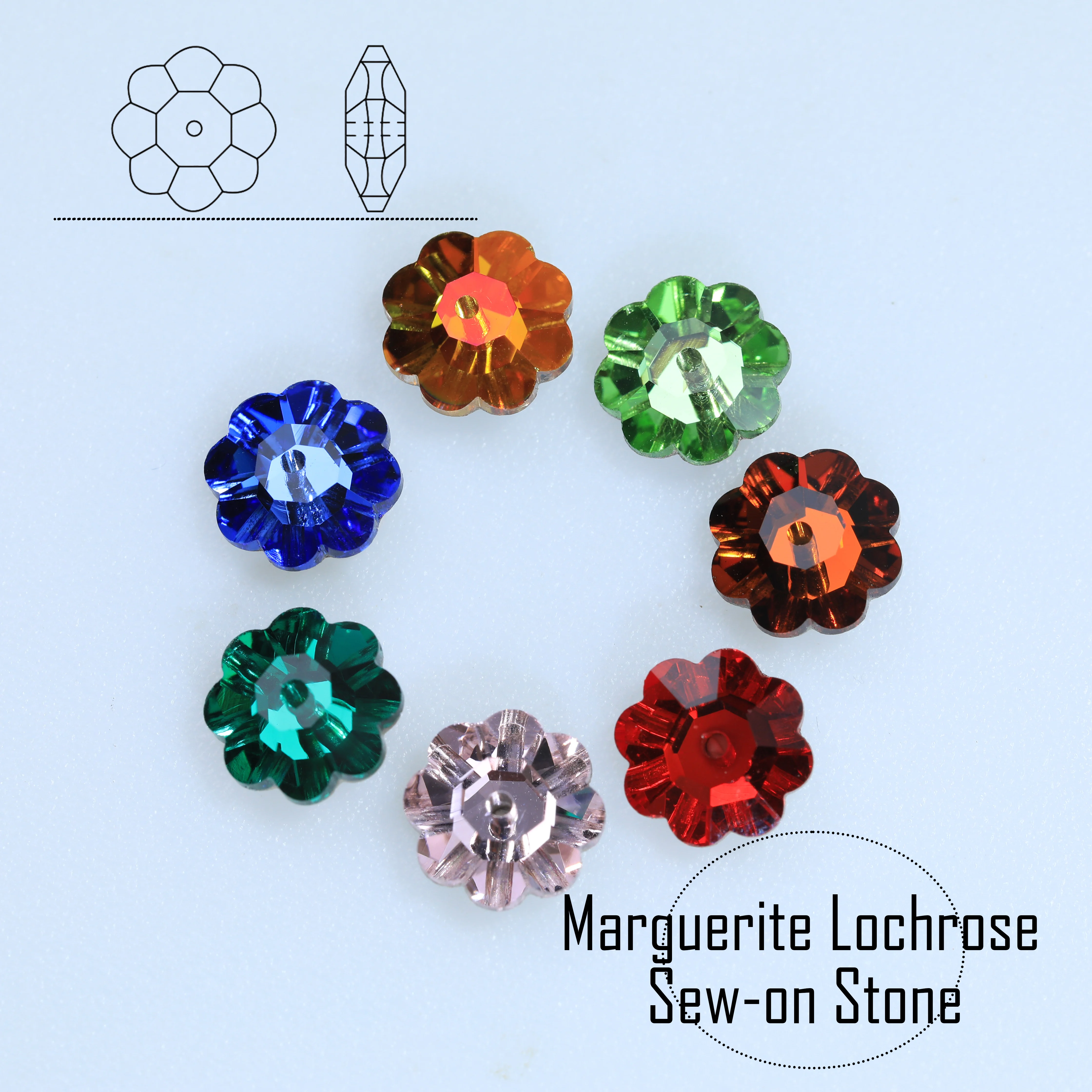 

Rhinestone Marguerite Lochrose Sew-on Stone Glitter Crystal Sparkling Glass Sewing Stones for DIY clothing and wedding dresses