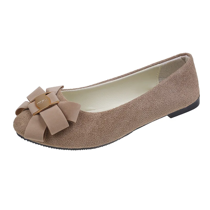 2026 sweet bow women\'s shoes flat with comfortable shallow mouth suede small pointed shoes large size 43 WSH2349