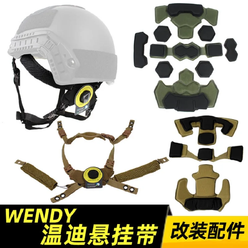 

New Universal Tactical Wendy Suspension System Chin Strap And Sponge Pad FAST MICH Knob Adjustment Dial Helmet Accessories