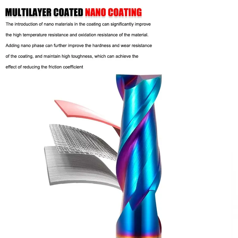 YIFINO HRC65 Tungsten Steel Milling Cutter 2-Flute Keyway Coating Carbide Milling Cutter Stainless Steel Special CNC Cutters