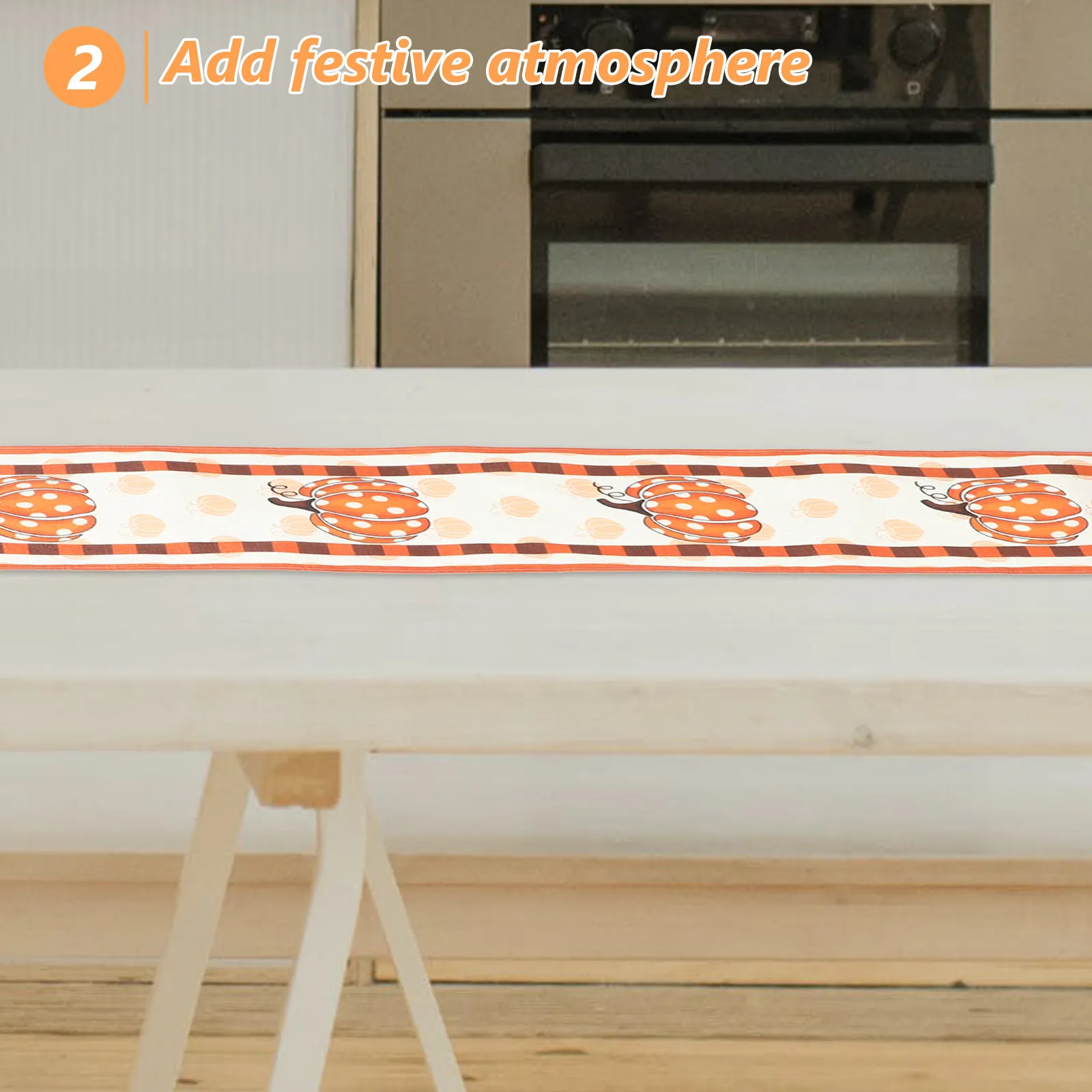 Thanksgiving Table Runner Linen Pumpkin Print Fall Harvest Design for Dining Coffee Table Kitchen Island Autumn Indoor Outdoor