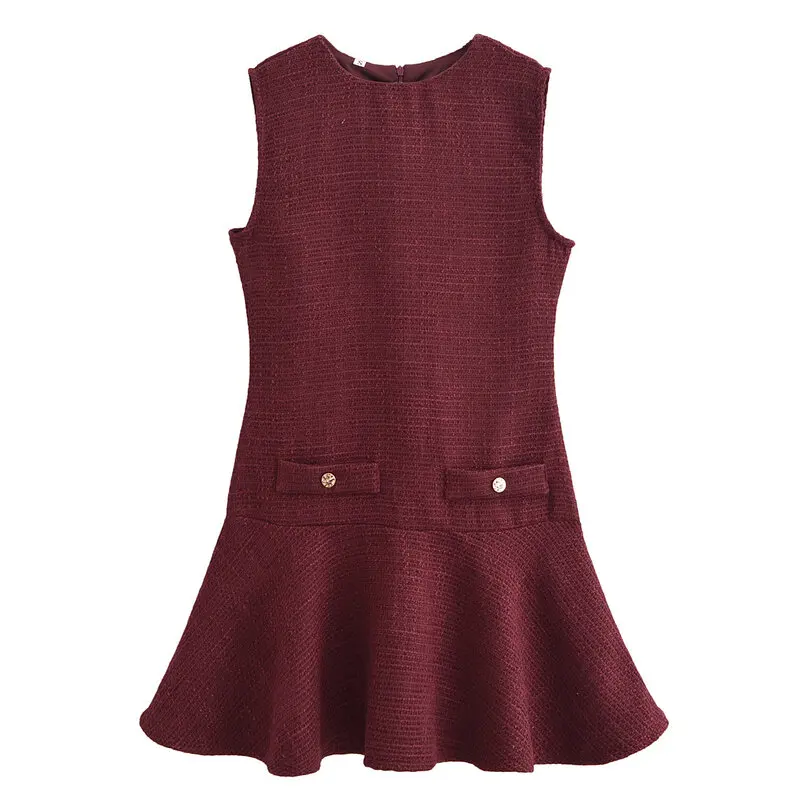 Ele ort Svel round Ne Dr 2024 Autumn Winter New Arrival Women's Faion Texture Classy Sle Single Piece