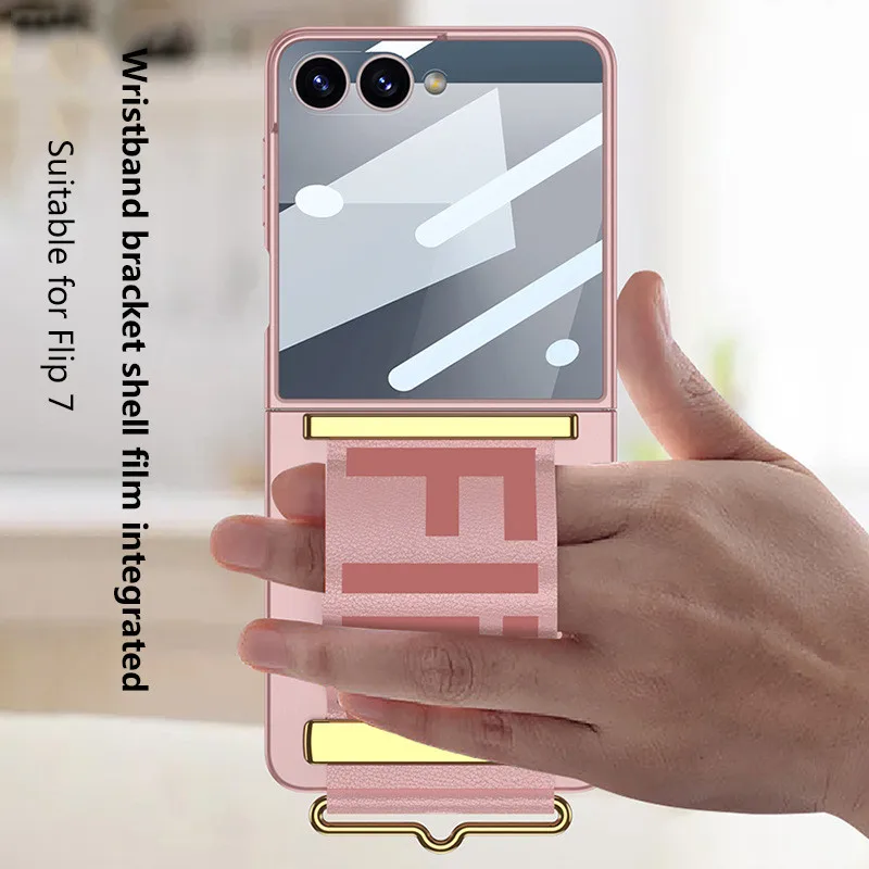 

New Wrist Strap Holder Case for Samsung Galaxy Z Flip 7 Flip7 Screen Protector Folding Wristband Cover