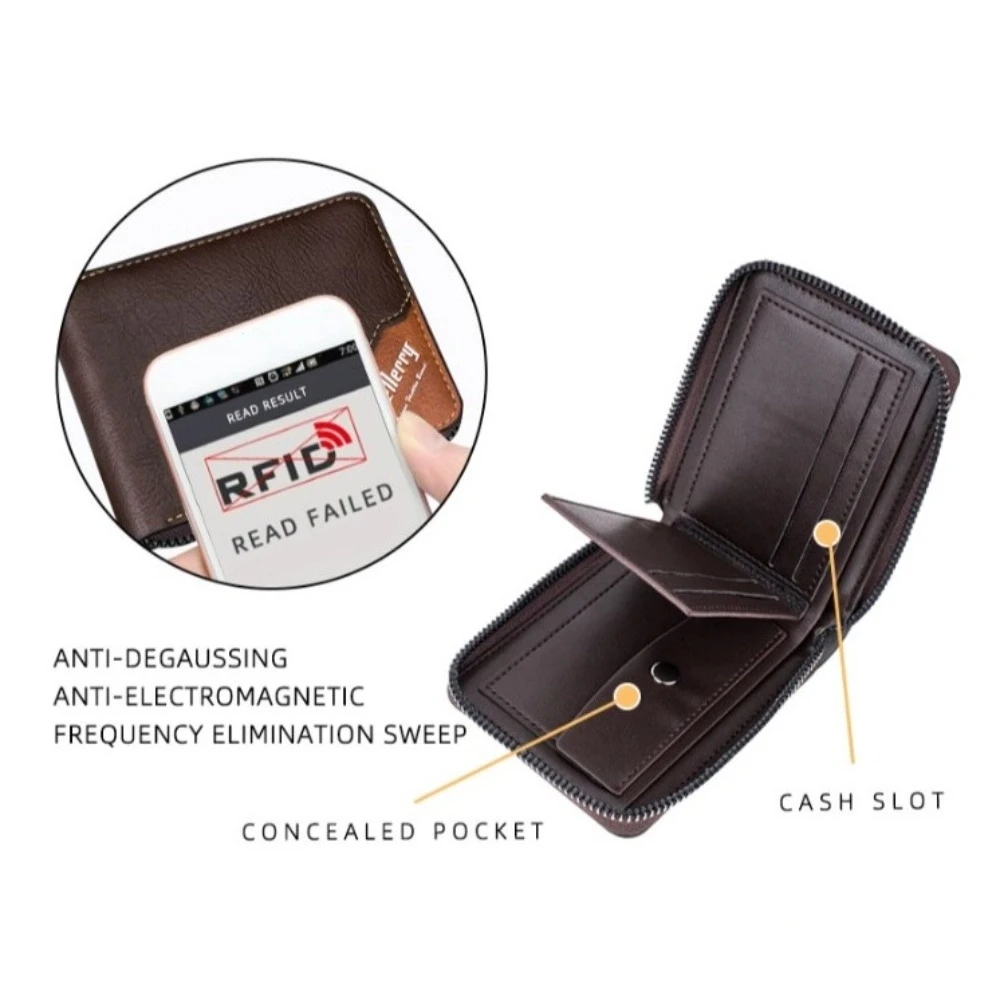 

Leather Men's Short Wallet Zipper Card Bag English Letter Male Leather Purse Credit Card Case ID Badge Holder Pocket Purse Men