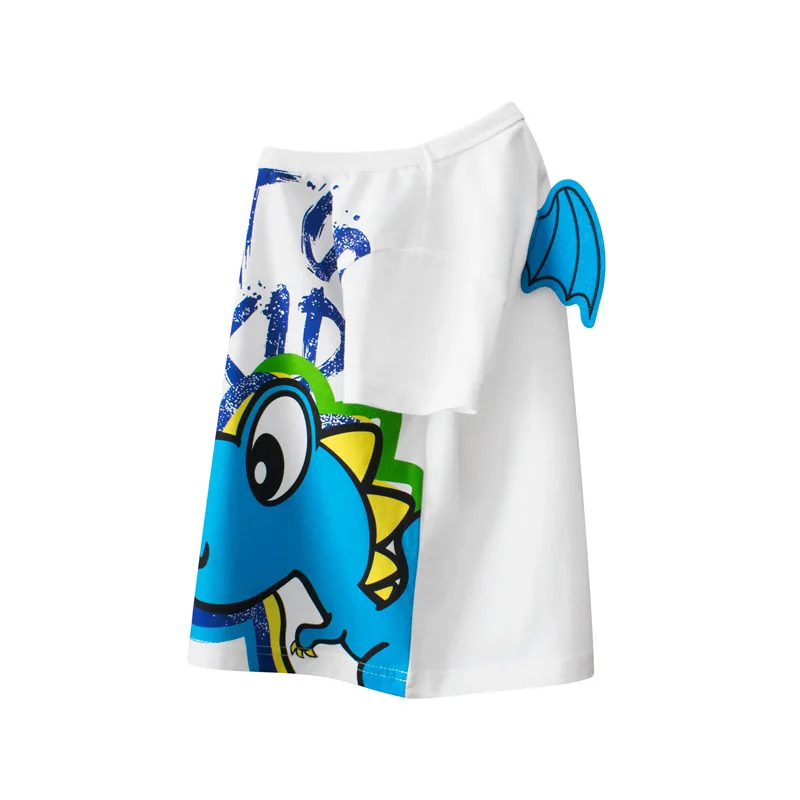 2-9 Years Baby Boys Summer Cotton T-shirt Sleeveless Cool Tops New Baby Boys Kids Clothes Cartoon Dinosaur Tees