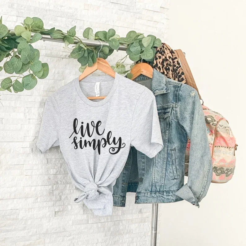 Skuggnas Live Simply Funny Graphic T-shirt Inspirational Shirt Positive Quote Tee Short Sleeved Fashion Tumblr Unisex tshirts
