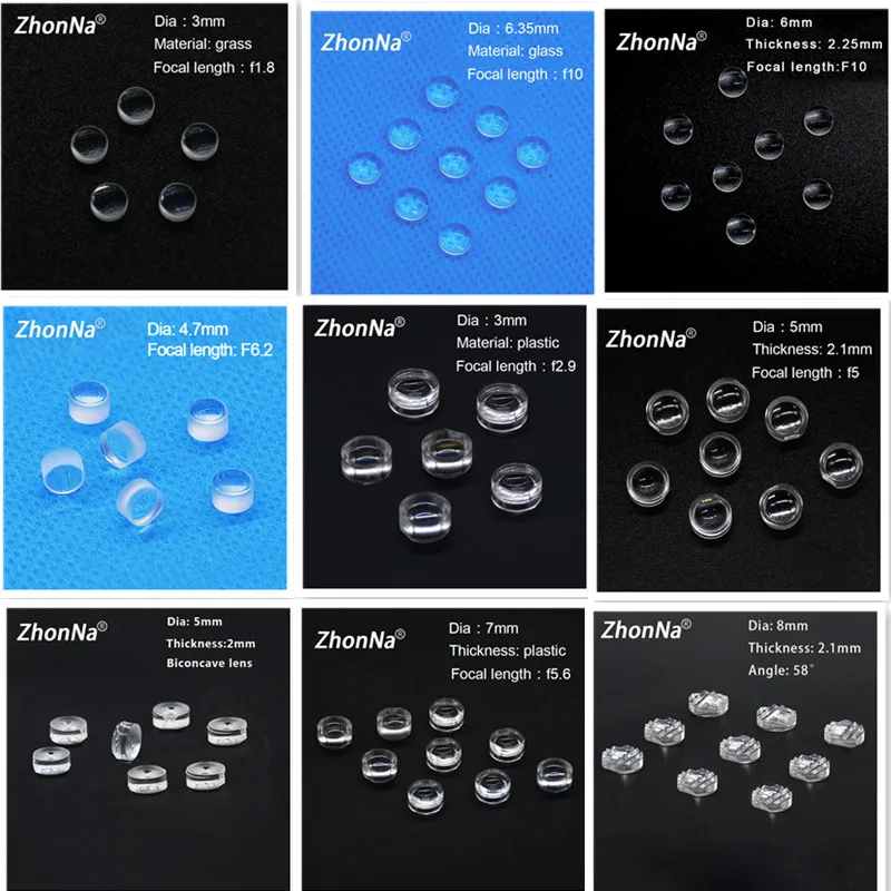 3mm Diameter Optical Focusing Lens F2.9 Focus Dot Laser Module Biconcave Lens Plastic Material Laser Accessories 1.5mm Thickness