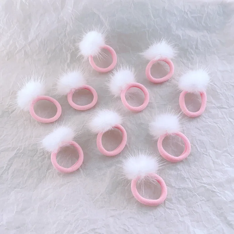 Pompom Elastic Hair Ties Flurry Ball Ponytail Holder Head Rope Faux Rabbit Fur Hair Accessories