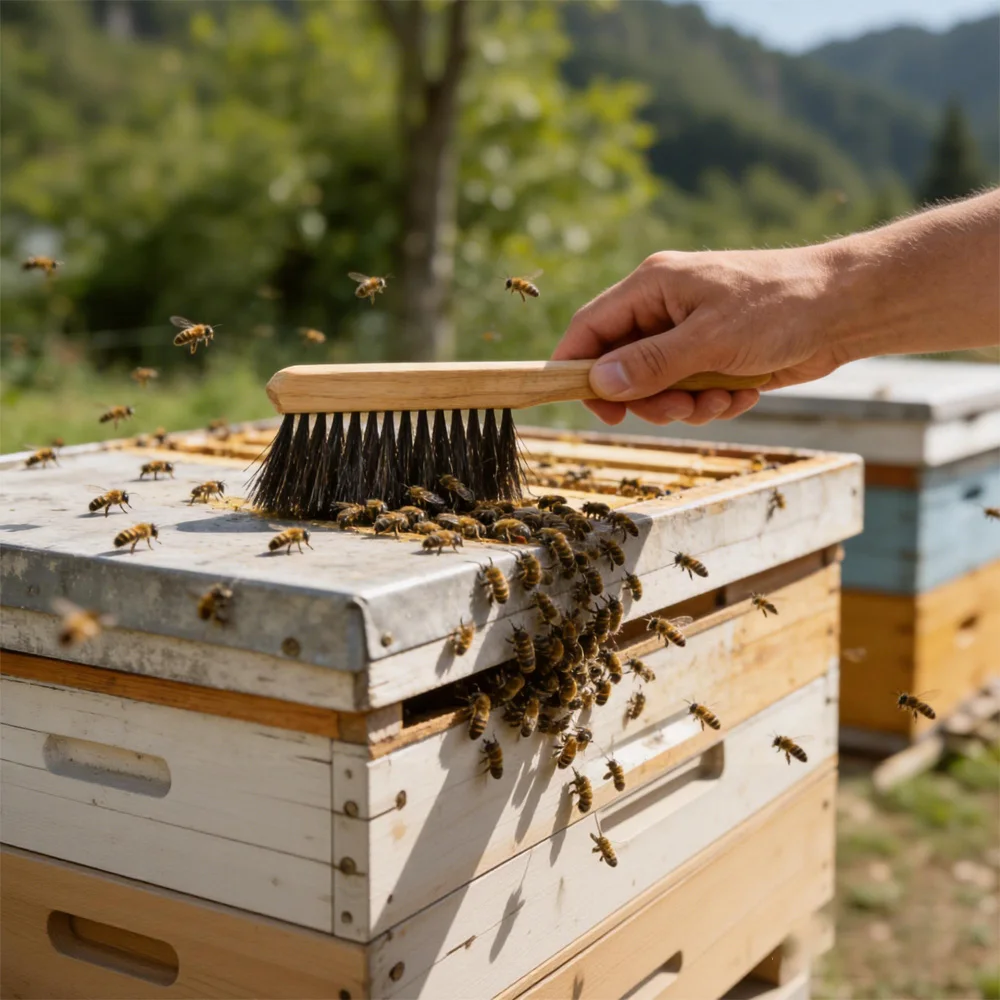 Professional Beekeeping Tool, Horse Tail Hair Bee Brush with Solid Wood Handle for Hive Cleaning