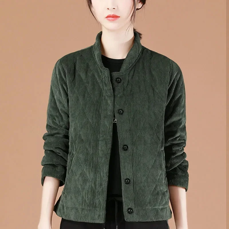 

Зимняя женская новая стильная стеганая темпераментная вельветовая стеганая куртка женское теплое хлопковое пальто вельветовая толстая короткая куртка XQ271