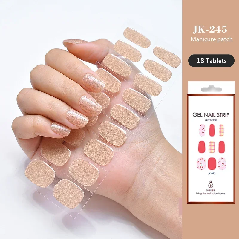 24 Tips Ice Through The Cat  Eye Aurora Wear Nail UV Semi-baked Semi-cured Gel Nail Stickers Purple Full Cover UV Lamp Need