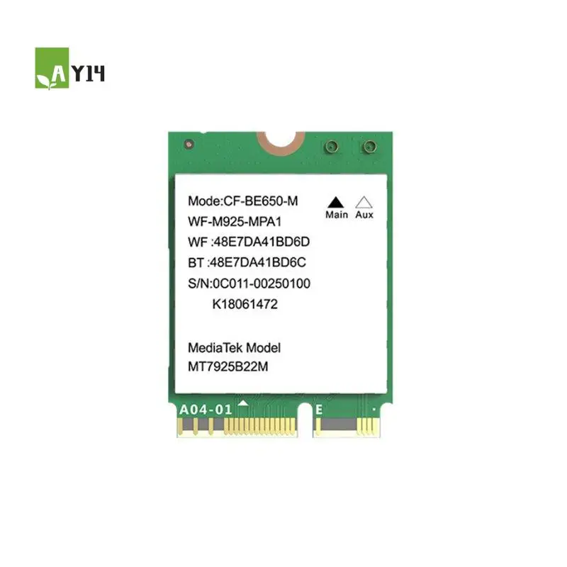 

AY14 - Wi-Fi 7 CF-BE650-M, Bluetooth 5.4, сетевая карта M.2, 6400 Мбит/с, беспроводной адаптер для ноутбука, Windows 10/11