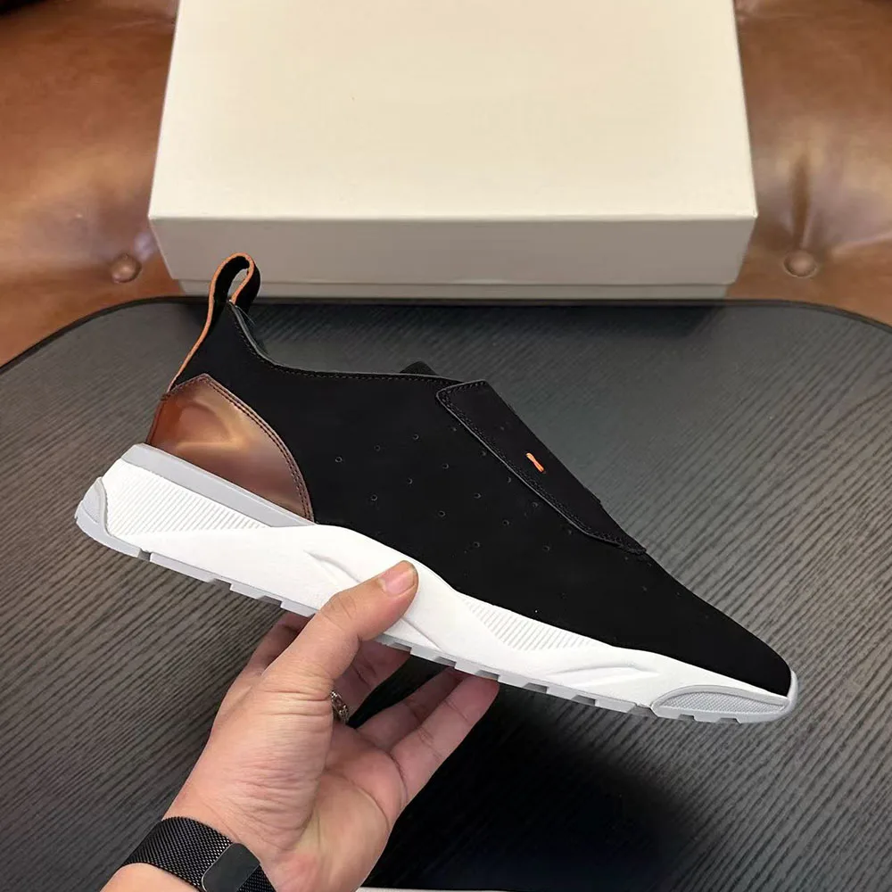 2026 Men Suede Leather Slip‑on Sneakers No‑Lace Lightweight Walking Shoes Breathable Casual Retro Daily Outdoor Sports Footwear
