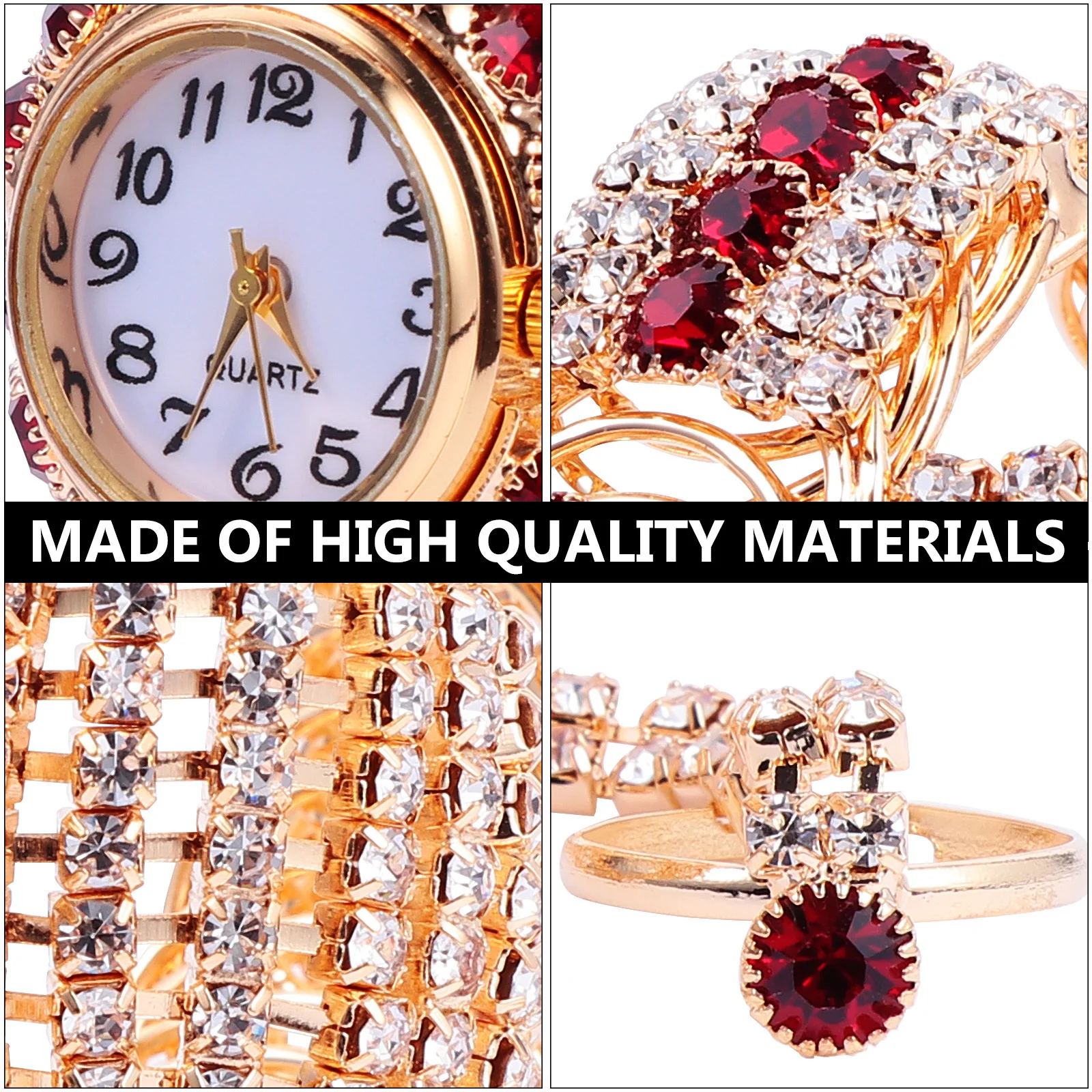 

1pc Red Stainless Steel Lady Watch Digital Quartz Wrist Stop for Women DEARMAMY Tealight Holder Fashion Jewelry