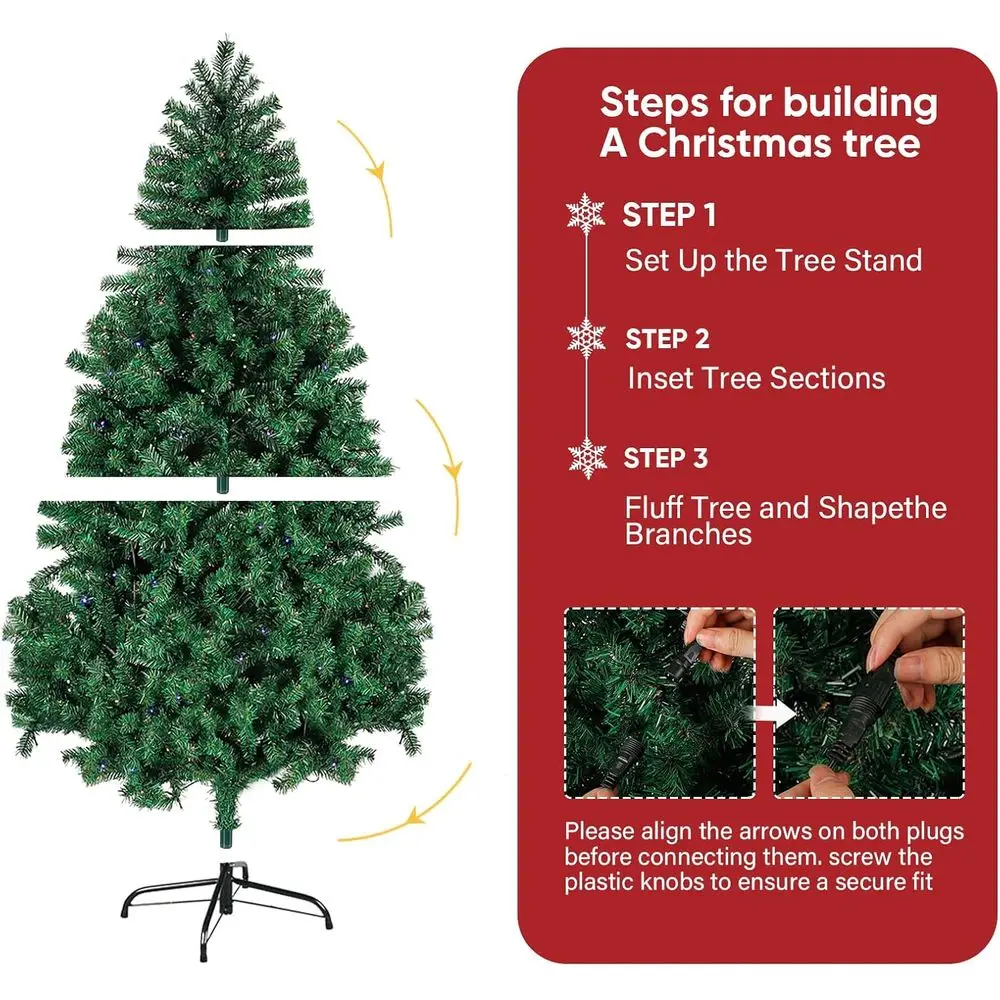 شجرة عيد الميلاد من شجرة التنوب المضاءة مسبقًا بطول 6 أقدام مع 350 مصباح LED و1000 نصيحة لديكور المنزل والخارج والمكتب