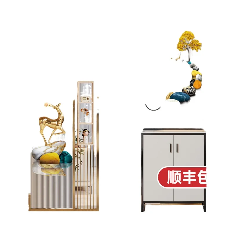 

Glass screen partition wall living room simple modern light luxury metal entry door entrance