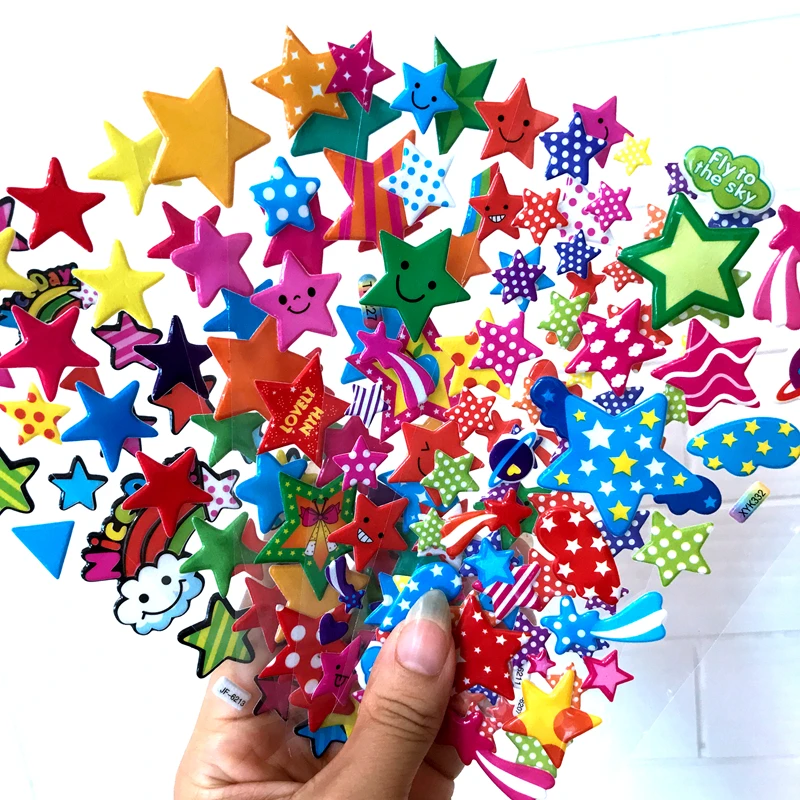 6/12pcs 3D Bubble Stickers Cartoon Cute Star Design for Children Sticker Toys Kids Birthday Christmas New Year Gifts TMZ