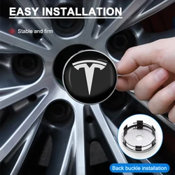 4pcs 60mm Car Wheel Center Hub Cap Rim Cover Emblem Sticker For Tesla Model Y Model 3 S X Badge Emblem Auto Styling Accessories