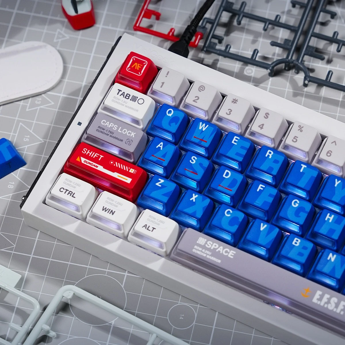 Anime Gundam Mecha Keycaps Nuclear-Powered Cherry-Profile PBT Sublimation Side-Lit MX Switch Mechanical Keyboard Keycaps