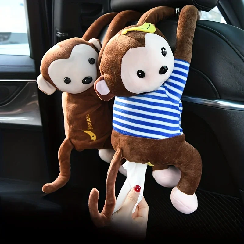 

Cartoon Cartoon Pipi Monkey Tissue Box Stuffed Toys Auto Accessories Tissue Pullout Type Car Chair Back Paper Box Cute