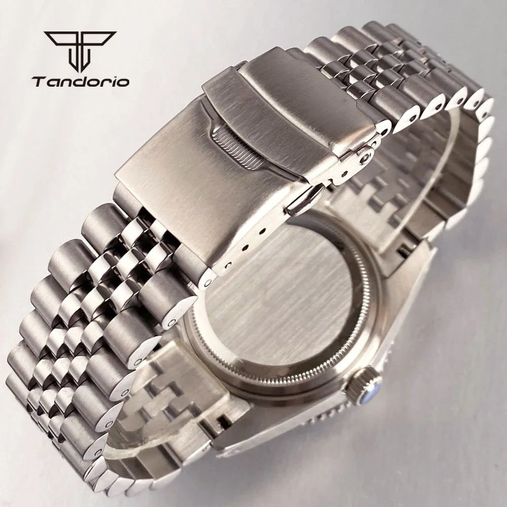 Tandorio Automático NH34 Reloj GMT de acero de 38 mm para hombre Zafiro con cúpula 20ATM Fecha de buzo Reloj de pulsera mecánico con bisel 24H resistente al agua