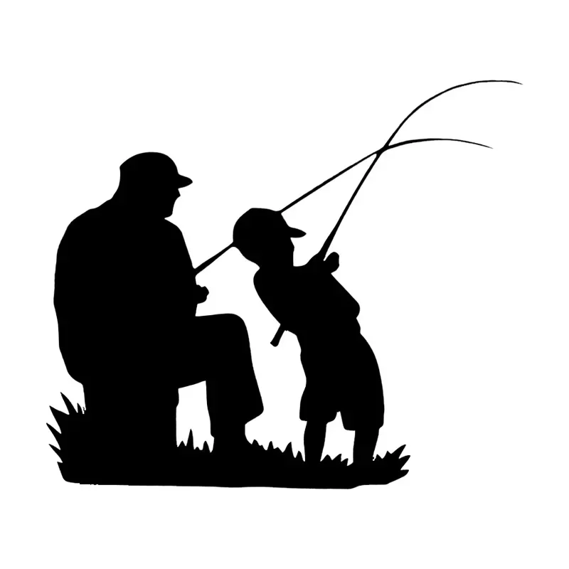 

Outdoor Sports, Fishing, Dad and Kids Logo Vinyl Decoration Car Sticker, Black/Silver PVC