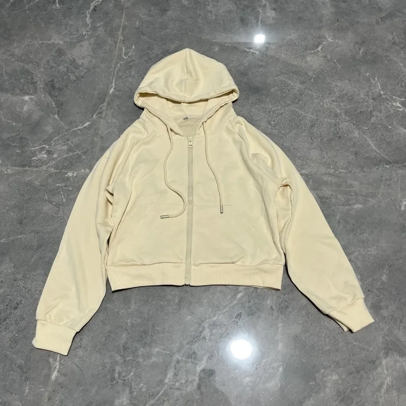 

Spring Autumn New Women's Solid Color Hooded Cardigan Sweater Coat