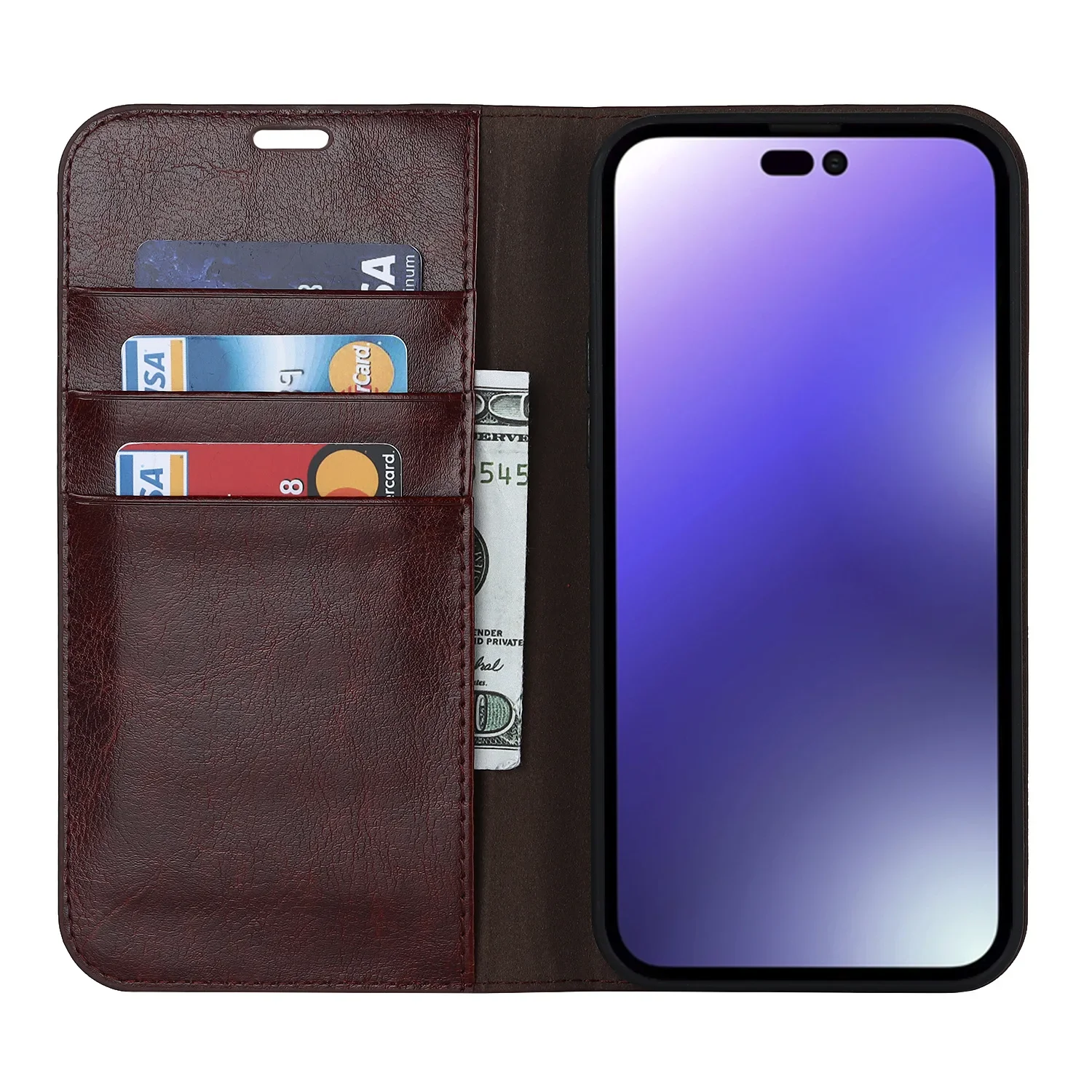 Flip Dermis Leather Phone Case for IPhone 13 12 Mini 15 14 11 Pro Max XS XR X 7 8 Plus Wallet with Card Holder Shockproof  Cover