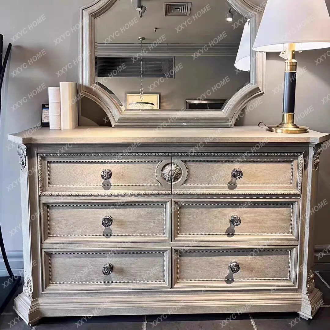 Architectural porch cabinet Renaissance six chest cabinet furniture retro old carved solid wood dresser locker