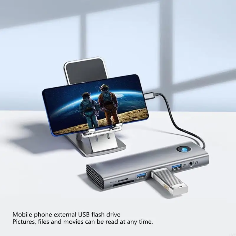 

10 in 1 USB C Adapter with Video 4K30hz USB3.0 5Gbps RJ45 PD100W Docking Station 83CE