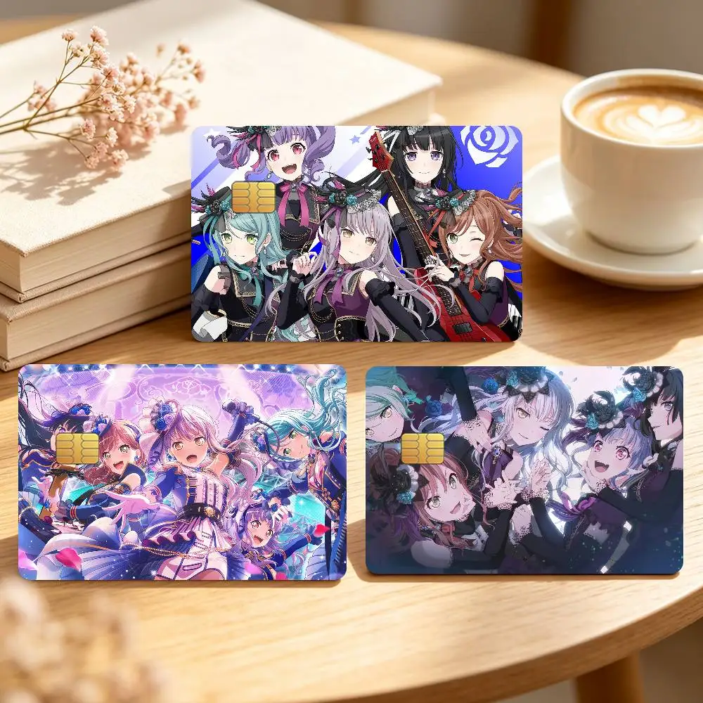B-BanG Dream Girl Music Credit Card Skin Stickers For Bank Bus Metro Cards Waterproof Anti-Scratch Gift 4PCS