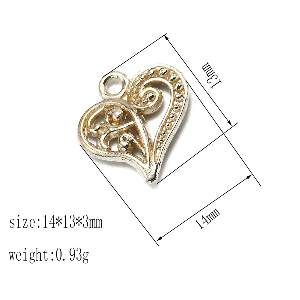 

20 Pcs Heart Pendant Hollow Alloy Charm DIY Jewelry Making Necklace Bracelet Earrings Accessories Golden Silver Creative