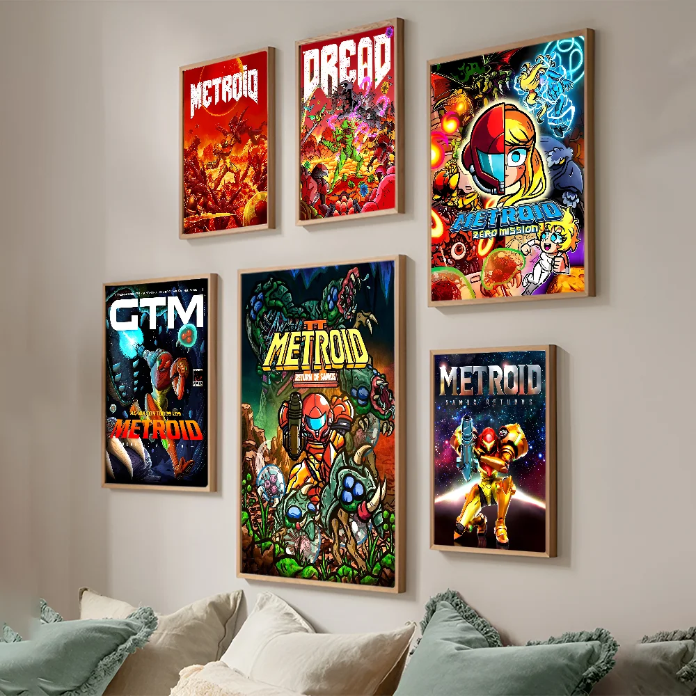 Metroid Prime Poster Sticky HD Quality Wall Art Retro Posters for Home Kawaii Room Decor Classic Movie Posters