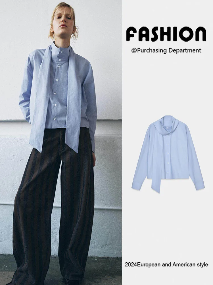 

Spring New Arrival Women's Fashion Long Sleeve High Collar Knot Decorated Shirt Versatile Elegant Ethnic Stage Costume