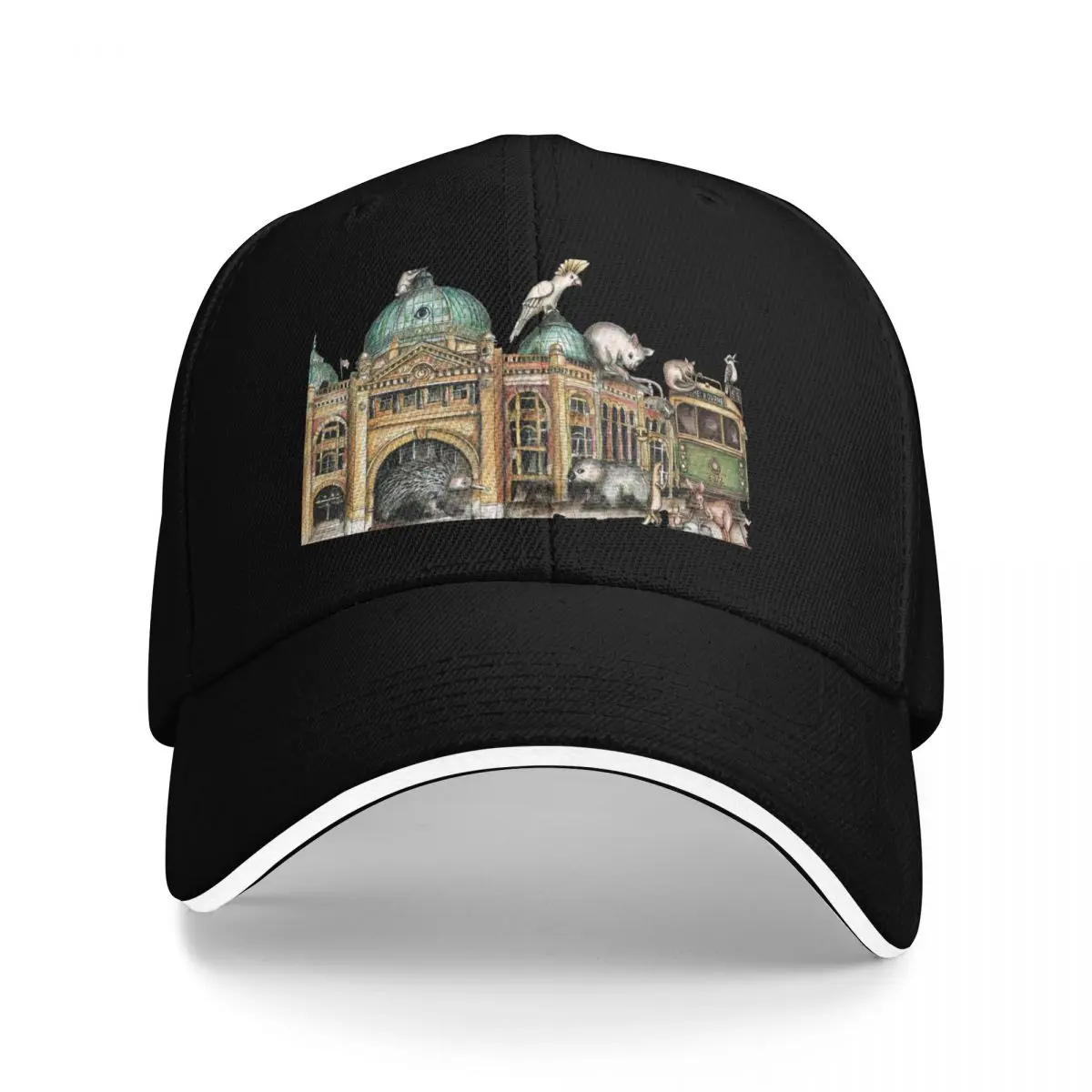 

Melbourne tram and Flinders street Baseball Cap Trucker Cap Brand Man cap Women's Golf Wear Men's