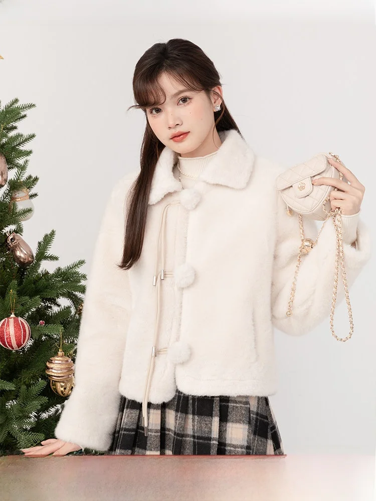 

Ele ort Plu Leather And Fur Inteated Outerwear for Women Winter Thiened Long Sve Coat Sli Commute Sle