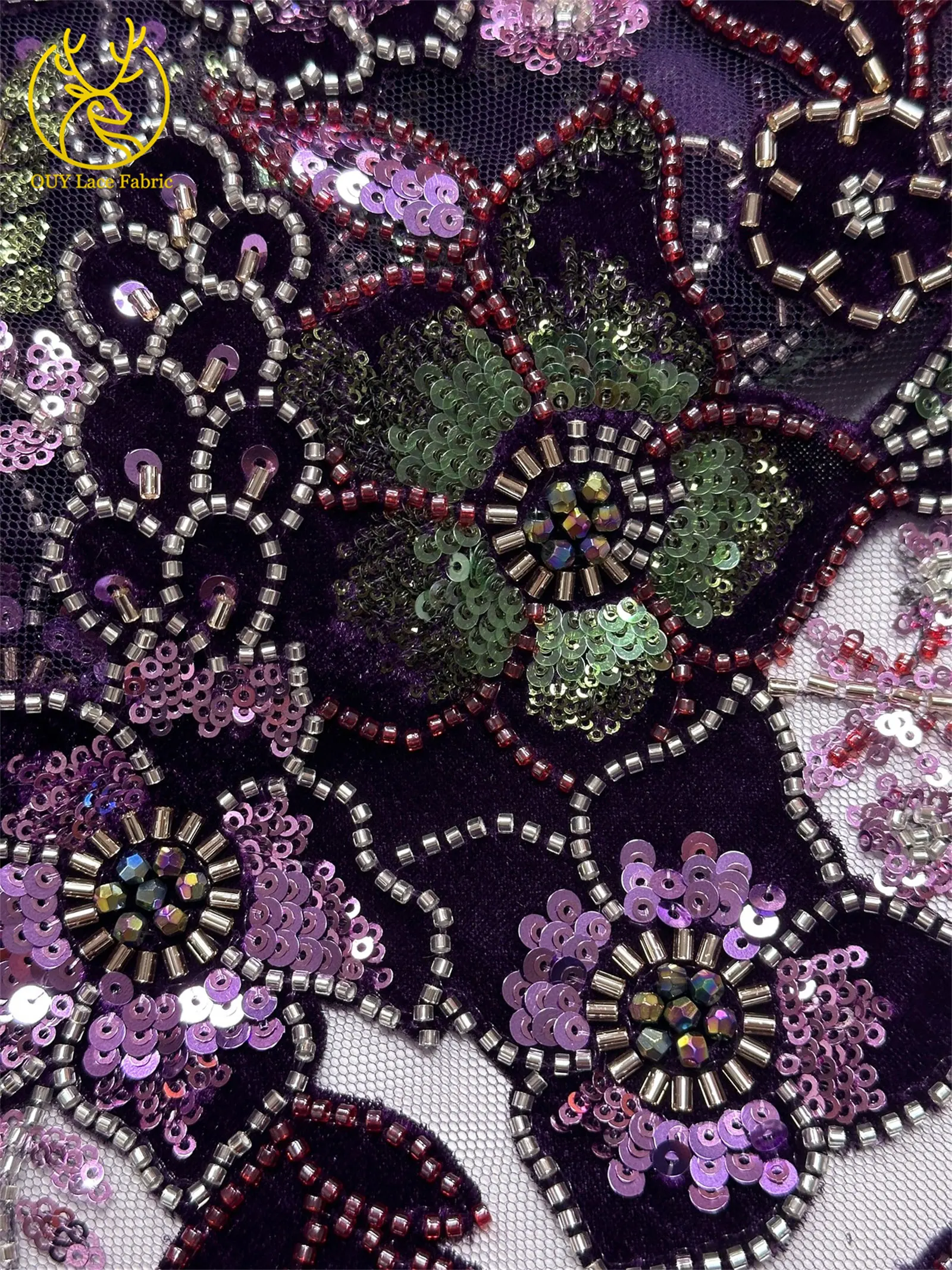 Afrikanischer bestickter Samt-Spitzenstoff mit Perlen 2026 – Französischer nigerianischer Pailletten-Spitzenstoff für Hochzeitskleider und Abendroben zum Nähen – Detail 14