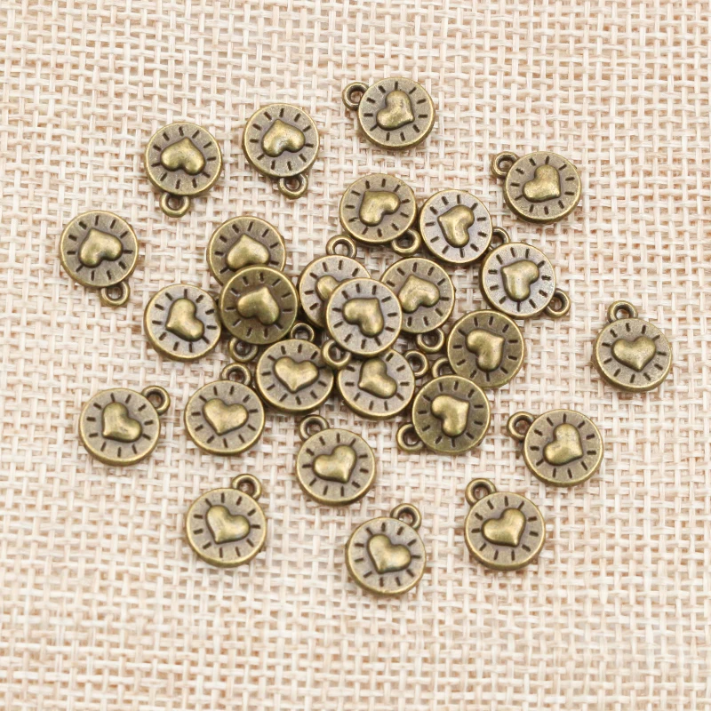 30pcs 10x8mm Bronze Antique Silver Plated Heart Handmade Charms Pendant:DIY Jewelry Making Findings for bracelet necklace