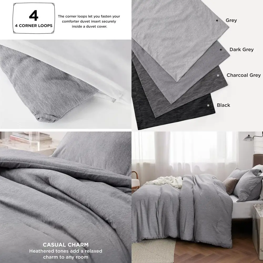 

All-Season Dark Grey Cationic Dyed Comforter Set, 3-Piece, Super King Size (120x120) with 2 Pillow Shams (20x36)