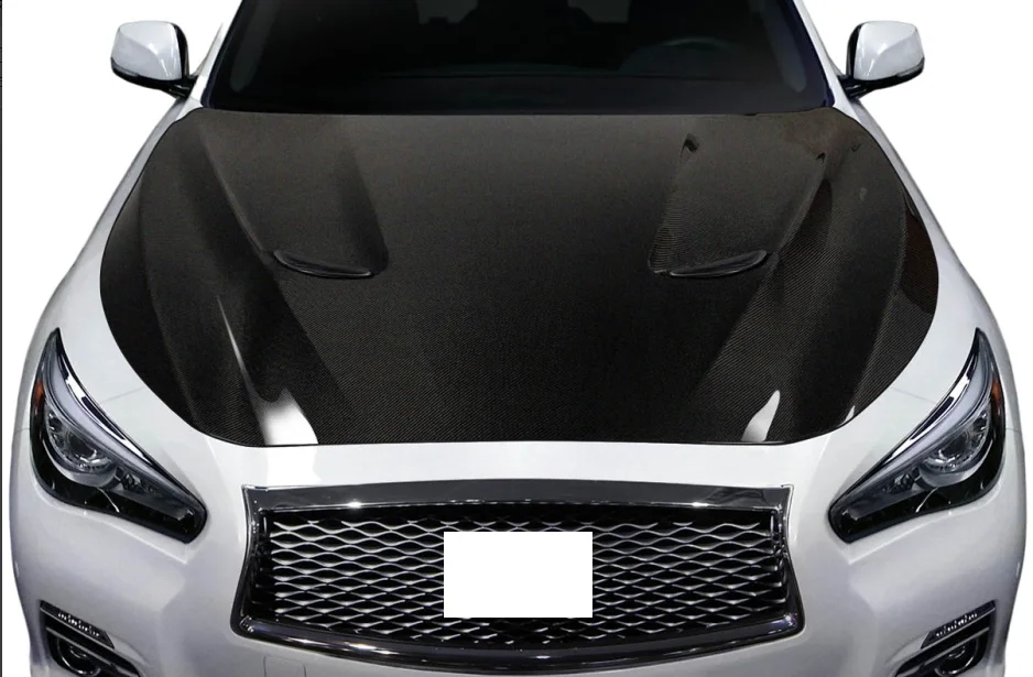 Carbon Fiber Fibre Front Engine Hood Vent Bonnet For Infiniti Q50 2013+