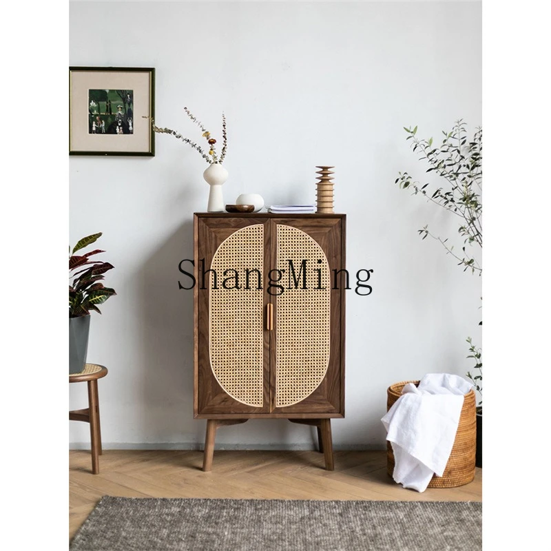 

SM household new Chinese rattan locker Zen antique tea cabinet solid wood furniture