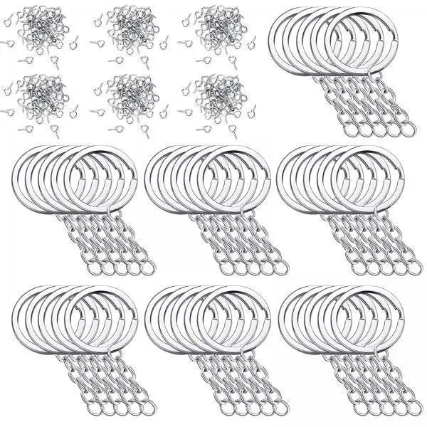 6x250pcs Keyring Key Rings Key Chains Findings Making silver