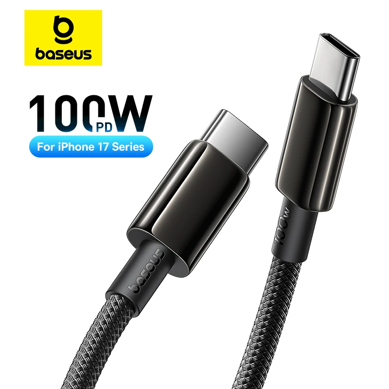 Baseus 100W Type C To USB C Cable For iPhone 16 15 Fast Charging Charger Cord For Macbook iPad Samsung Xiaomi Fast USB C Wire