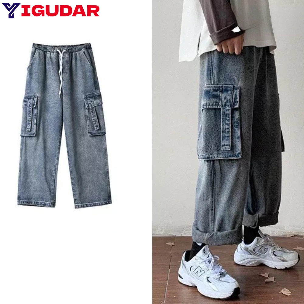 Baggy Jeans Men Oversized Cargo Jeans Men Streetwear Hip Hop Loose Wide Leg Jeans Mens Vintage Denim Trousers pantalon homme