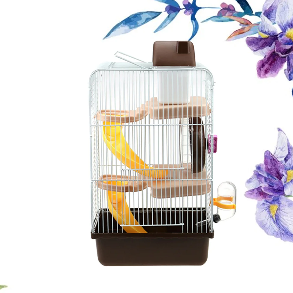 

Three Layer Hamster Cage Slide -Friendly Plastic Running Wheel Leakproof Water Jug Pet Villa for Small Pets